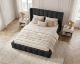 Designer Polsterbett Viola in Samt – Schwarz