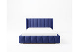 Designer Polsterbett Viola in Samt – Blau