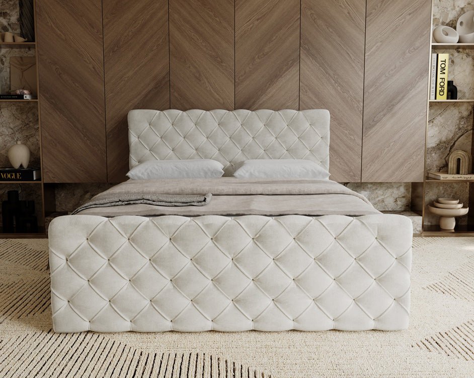 Boxspringbett Chester Samt mat Stauraum