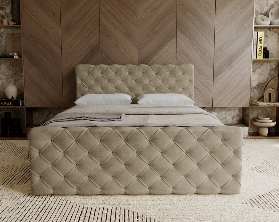 Boxspringbett Chester Samt mat Stauraum