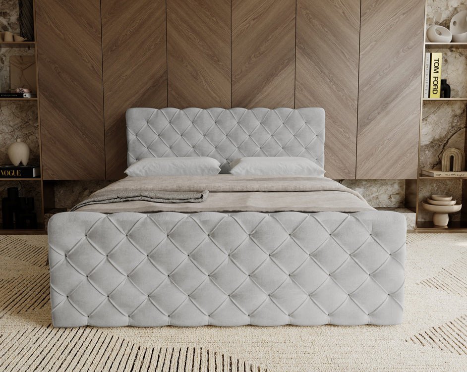 Boxspringbett Chester Samt mat Stauraum