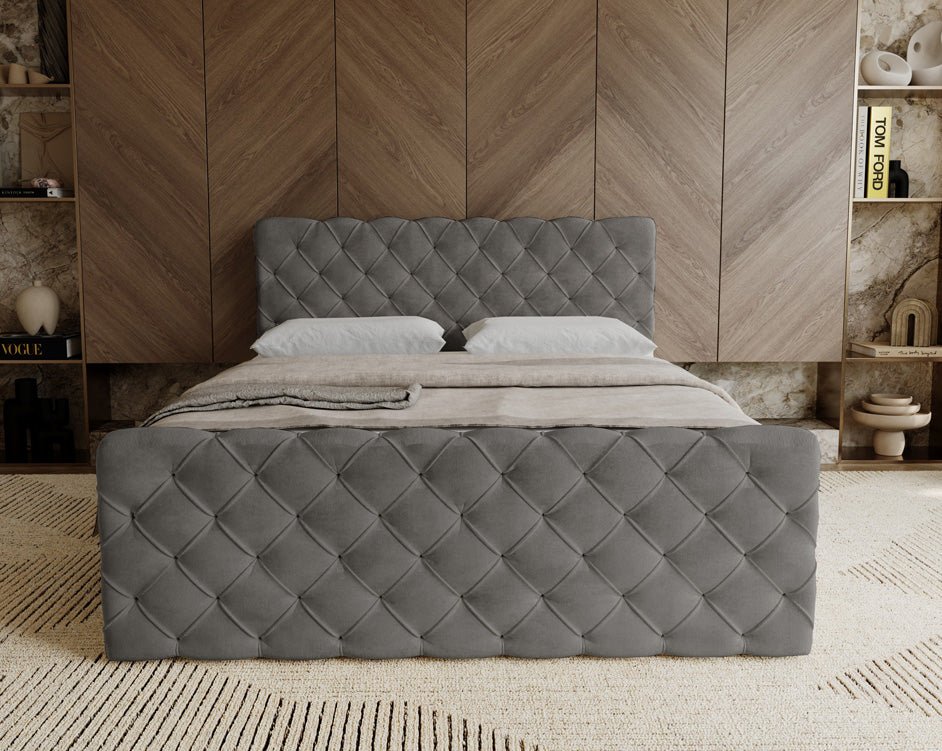 Boxspringbett Chester Samt mat Stauraum