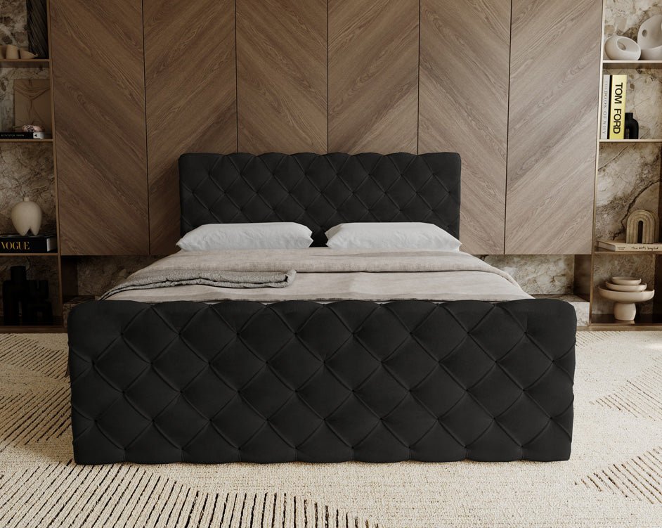 Boxspringbett Chester Samt mat Stauraum