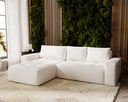 Designer-Ecksofa Nordic aus Samett mat Schloffunktioun a Stauraum