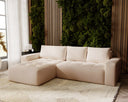 Designer-Ecksofa Nordic aus Samett mat Schloffunktioun a Stauraum