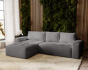 Designer-Ecksofa Nordic aus Samett mat Schloffunktioun a Stauraum