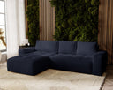 Designer-Ecksofa Nordic aus Samett mat Schloffunktioun a Stauraum