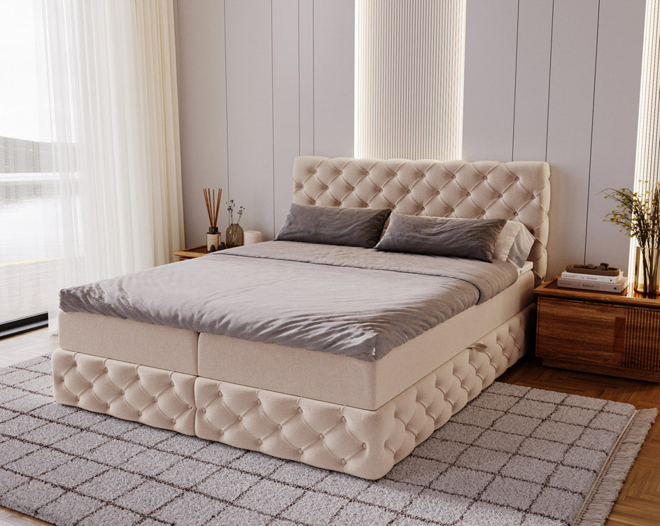 Boxspringbett Eden in Samt mit Stauraum