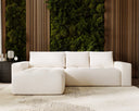 Designer-Ecksofa Nordic aus Samett mat Schloffunktioun a Stauraum