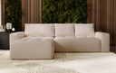 Designer-Ecksofa Nordic aus Samett mat Schloffunktioun a Stauraum