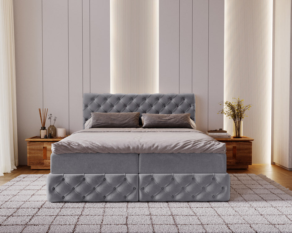 Boxspringbett Eden in Samt mit Stauraum