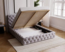Designer Upholstered Bed Horizon in Velvet with Storage