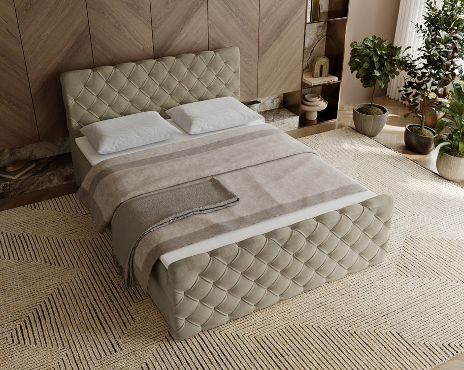 Boxspringbett Chester Samt mat Stauraum
