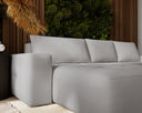 Designer-Ecksofa Nordic aus Samett mat Schloffunktioun a Stauraum