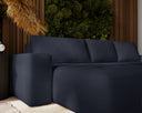 Designer-Ecksofa Nordic aus Samett mat Schloffunktioun a Stauraum