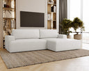 Designer-Ecksofa Siena Bouclé mat Schloffunktioun a Stauraum