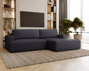 Designer-Ecksofa Siena Bouclé mat Schloffunktioun a Stauraum