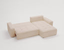 Designer-Ecksofa Nordic aus Samett mat Schloffunktioun a Stauraum