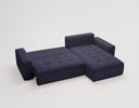 Designer-Ecksofa Nordic aus Samett mat Schloffunktioun a Stauraum