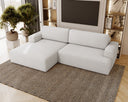 Designer-Ecksofa Siena Bouclé mat Schloffunktioun a Stauraum