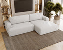 Designer-Ecksofa Siena Bouclé mat Schloffunktioun a Stauraum