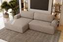 Designer-Ecksofa Siena Bouclé mat Schloffunktioun a Stauraum