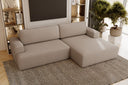 Designer-Ecksofa Siena Bouclé mat Schloffunktioun a Stauraum