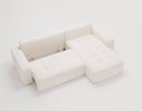 Designer-Ecksofa Nordic aus Samett mat Schloffunktioun a Stauraum
