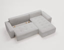 Designer-Ecksofa Nordic aus Samett mat Schloffunktioun a Stauraum