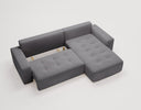 Designer-Ecksofa Nordic aus Samett mat Schloffunktioun a Stauraum