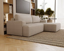 Designer-Ecksofa Siena Bouclé mat Schloffunktioun a Stauraum