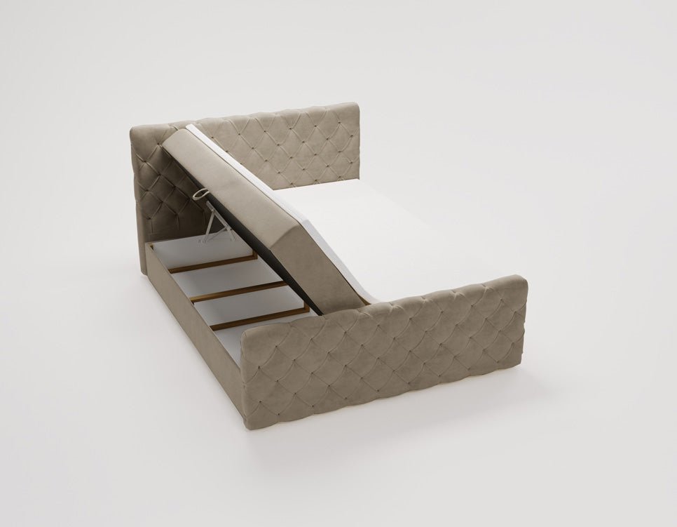 Boxspringbett Chester Samt mat Stauraum