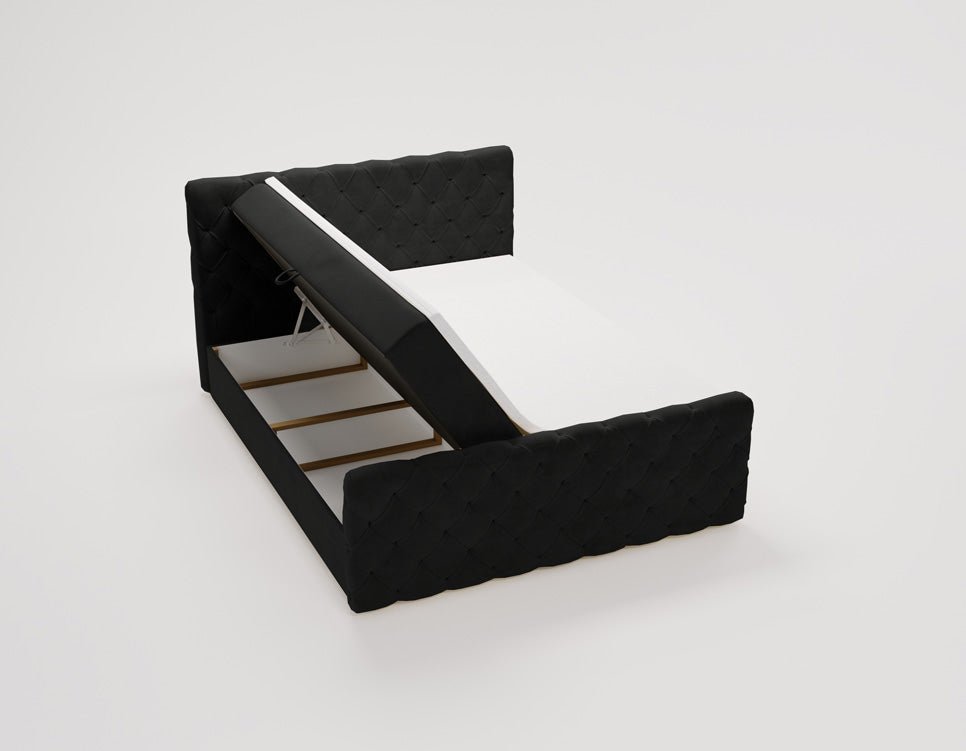 Boxspringbett Chester Samt mat Stauraum