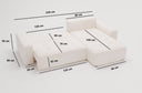 Designer-Ecksofa Nordic aus Samett mat Schloffunktioun a Stauraum