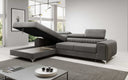 Designer-Ecksofa Melinda mat Schlof- a Klappfunktioun