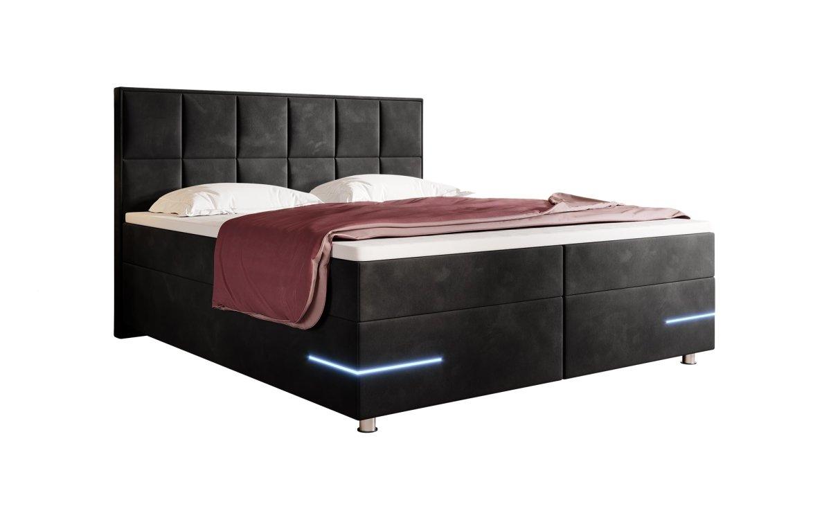 Boxspringbett Lea mit LED (Samt) - Luxusbetten24