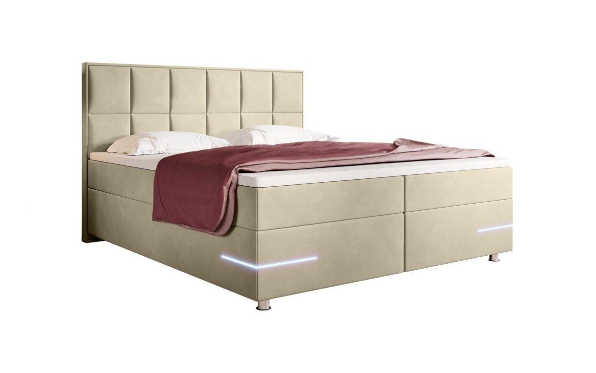 Boxspringbett Lea mit LED (Samt) - Luxusbetten24