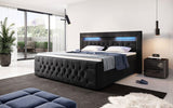 Boxspringbett Menzogna mit LED und Stauraum (2 Schubladen) - Luxusbetten24