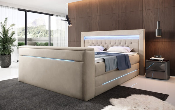 Boxspringbett Pluto mit TV Lift, RGB und Stauraum