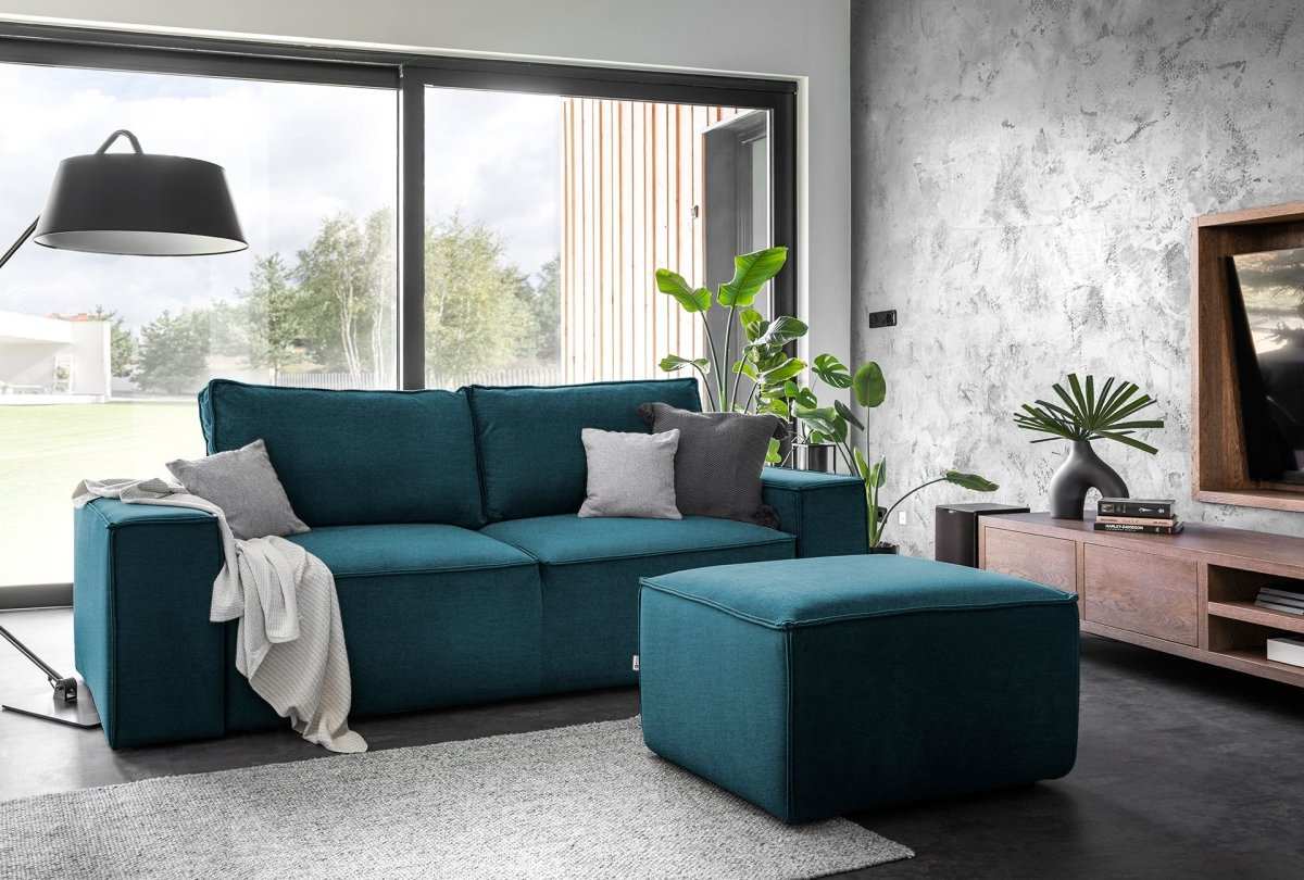 Designer 2er Sofa Solaris mit Stauraum und Schlaffunktion - Luxusbetten24