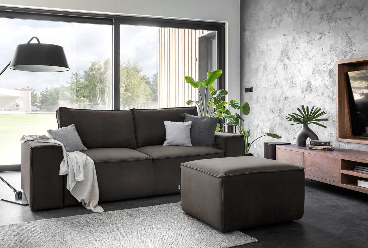 Designer 2er Sofa Solaris mit Stauraum und Schlaffunktion - Luxusbetten24