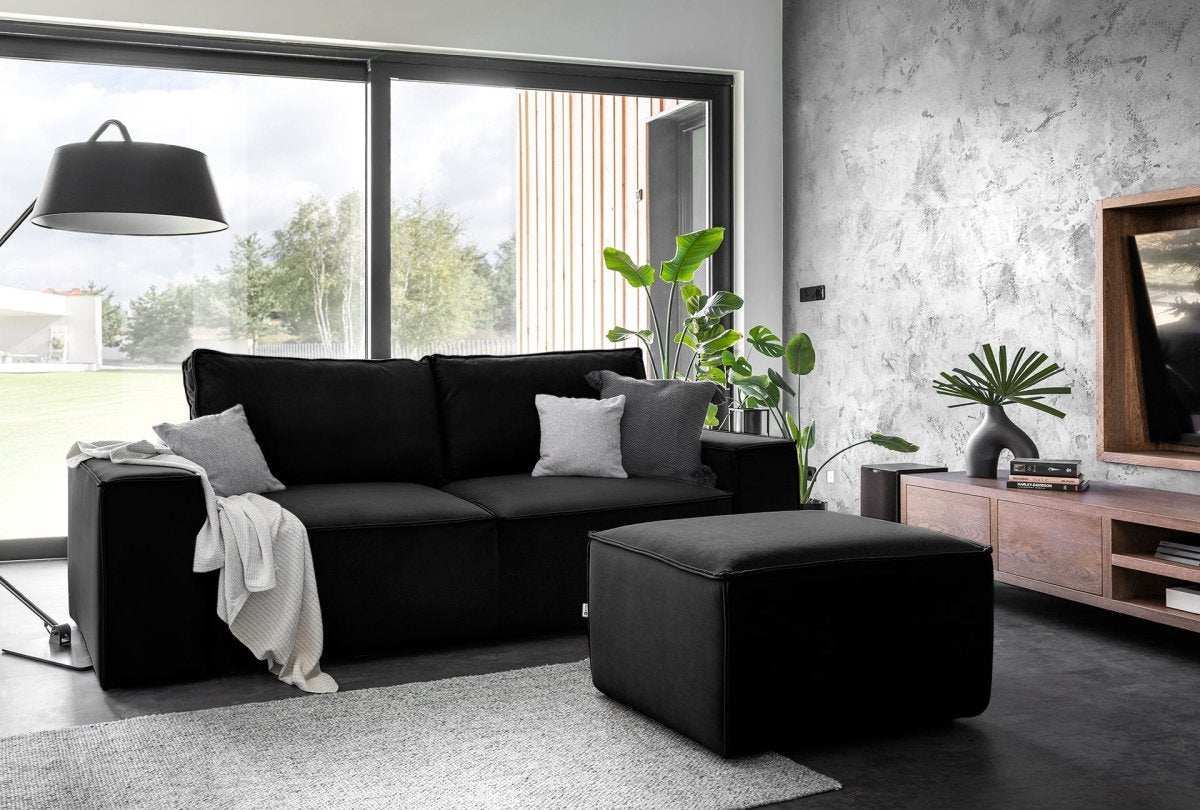 Designer 2er Sofa Solaris mit Stauraum und Schlaffunktion - Luxusbetten24