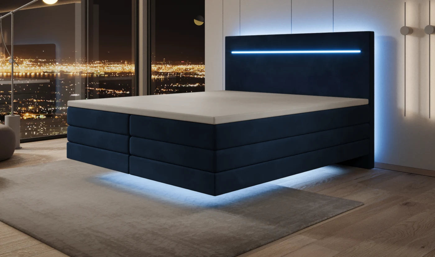 Datselwecht Boxspringbett nuets mat LED-Beliichtung